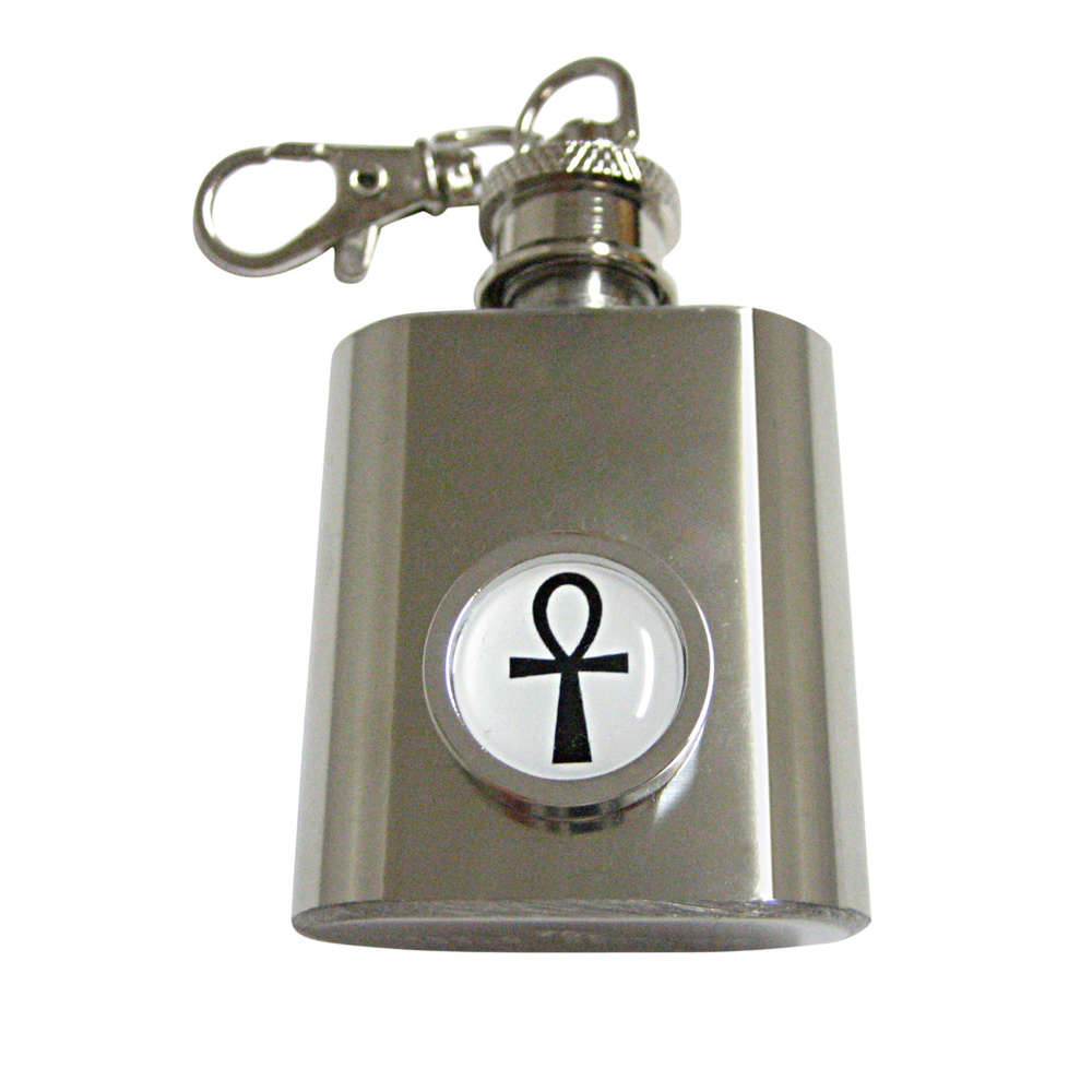 Bordered Ankh Cross 1oz Keychain Flask - image 1
